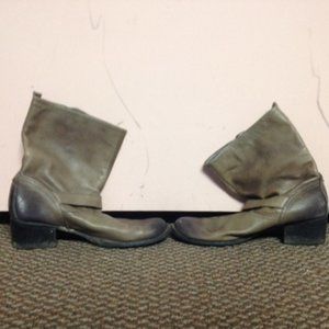 Gray heeled boots